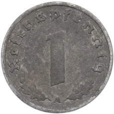 Монета 1 рейхспфенниг 1944 года A Германия (реверс)