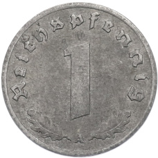 Монета 1 рейхспфенниг 1944 года A Германия (реверс)