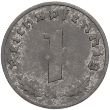 Монета 1 рейхспфенниг 1944 года A Германия (реверс)