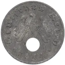 Монета 1 рейхспфенниг 1944 года A Германия (аверс)