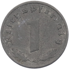 Монета 1 рейхспфенниг 1944 года A Германия (реверс)