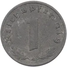 Монета 1 рейхспфенниг 1944 года A Германия (реверс)