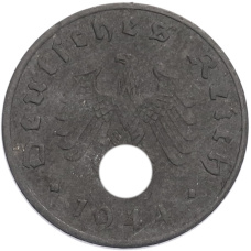 Монета 1 рейхспфенниг 1944 года A Германия (аверс)