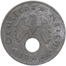 Монета 1 рейхспфенниг 1944 года A Германия (аверс)