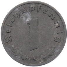 Монета 1 рейхспфенниг 1944 года A Германия (реверс)