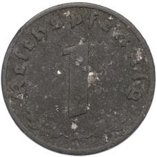 Монета 1 рейхспфенниг 1944 года A Германия (реверс)