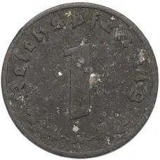 Монета 1 рейхспфенниг 1944 года A Германия (реверс)