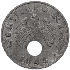 Монета 1 рейхспфенниг 1944 года A Германия (аверс)