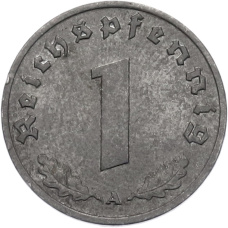 Монета 1 рейхспфенниг 1944 года A Германия (реверс)
