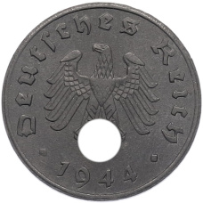 Монета 1 рейхспфенниг 1944 года A Германия (аверс)