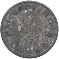 Монета 1 рейхспфенниг 1944 года A Германия (реверс)