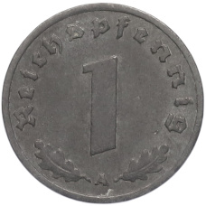 Монета 1 рейхспфенниг 1943 года A Германия (реверс)