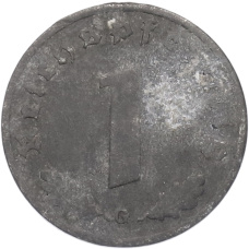 Монета 1 рейхспфенниг 1942 года G Германия (реверс)