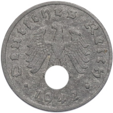 Монета 1 рейхспфенниг 1942 года A Германия (аверс)