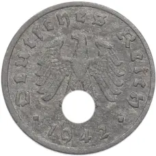 Монета 1 рейхспфенниг 1942 года A Германия (аверс)