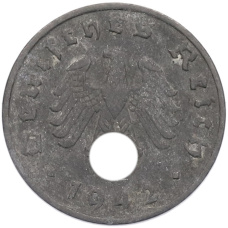 Монета 1 рейхспфенниг 1942 года A Германия (аверс)