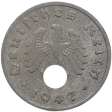 Монета 1 рейхспфенниг 1942 года A Германия (аверс)