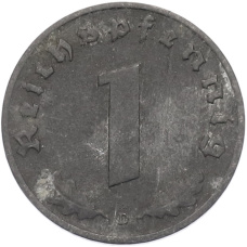 Монета 1 рейхспфенниг 1943 года D Германия (реверс)