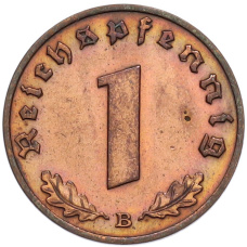 Монета 1 рейхспфенниг 1939 года B Германия (реверс)