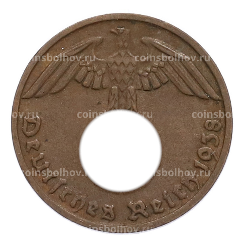 Монета 1 рейхспфенниг 1938 года D Германия