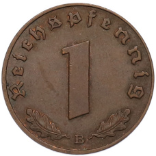 Монета 1 рейхспфенниг 1939 года B Германия (реверс)
