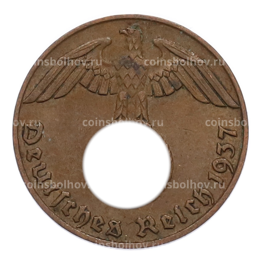 Монета 1 рейхспфенниг 1937 года J Германия