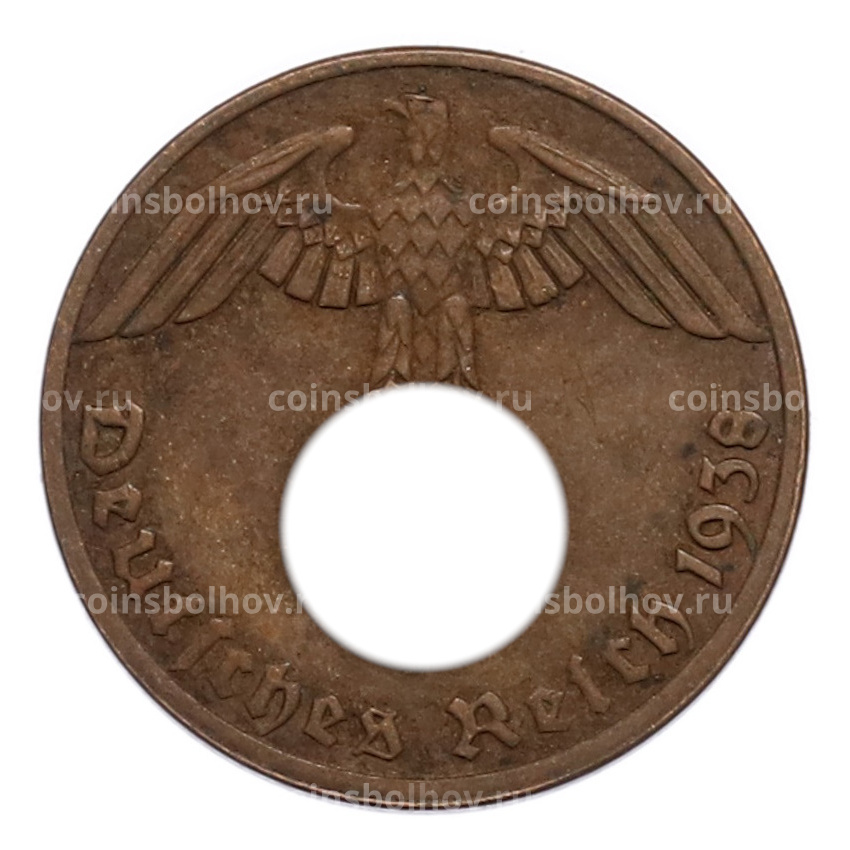 Монета 1 рейхспфенниг 1938 года A Германия