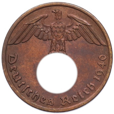 Монета 1 рейхспфенниг 1940 года A Германия (аверс)