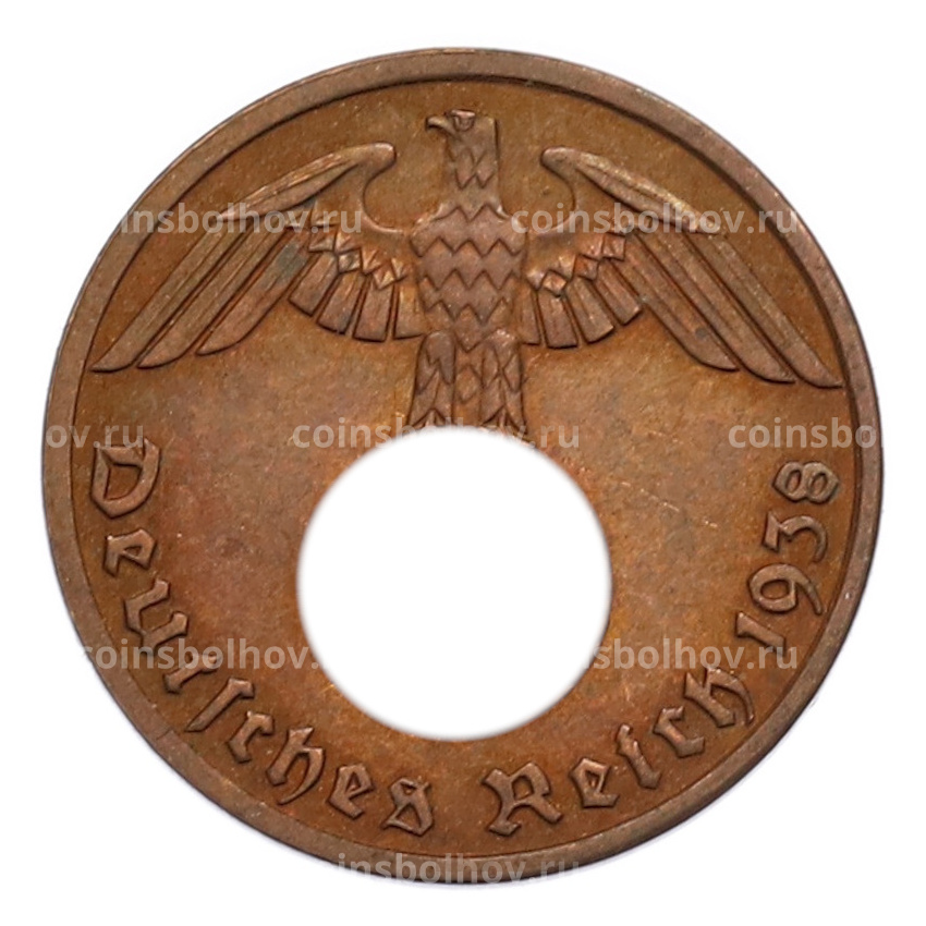 Монета 1 рейхспфенниг 1938 года A Германия