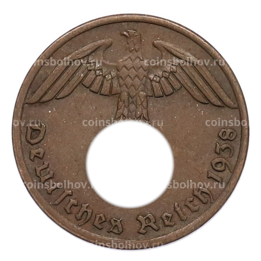 Монета 1 рейхспфенниг 1938 года A Германия