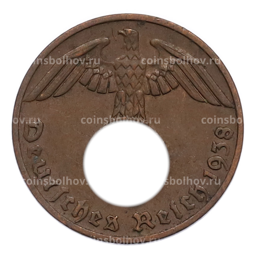Монета 1 рейхспфенниг 1938 года F Германия