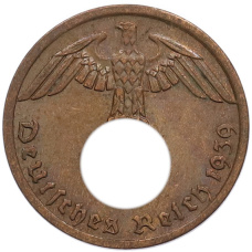 Монета 1 рейхспфенниг 1939 года A Германия (аверс)