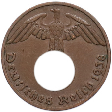 Монета 1 рейхспфенниг 1938 года E Германия (аверс)