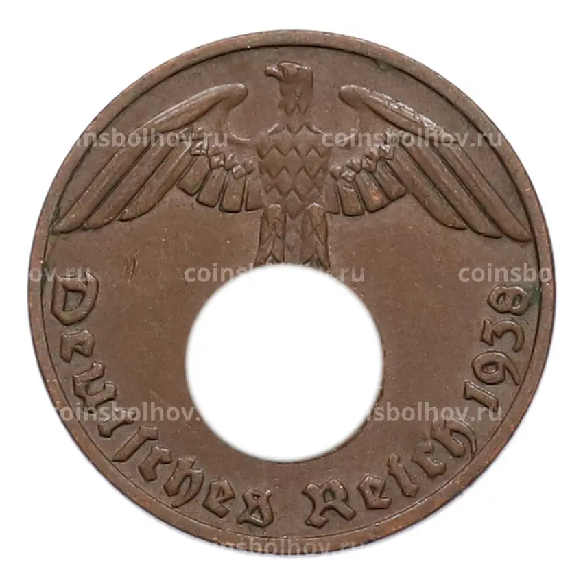 Монета 1 рейхспфенниг 1938 года E Германия