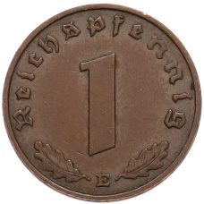 Монета 1 рейхспфенниг 1938 года E Германия (реверс)