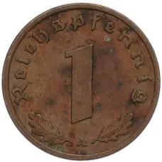 Монета 1 рейхспфенниг 1939 года A Германия (реверс)