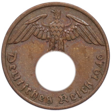 Монета 1 рейхспфенниг 1940 года A Германия (аверс)