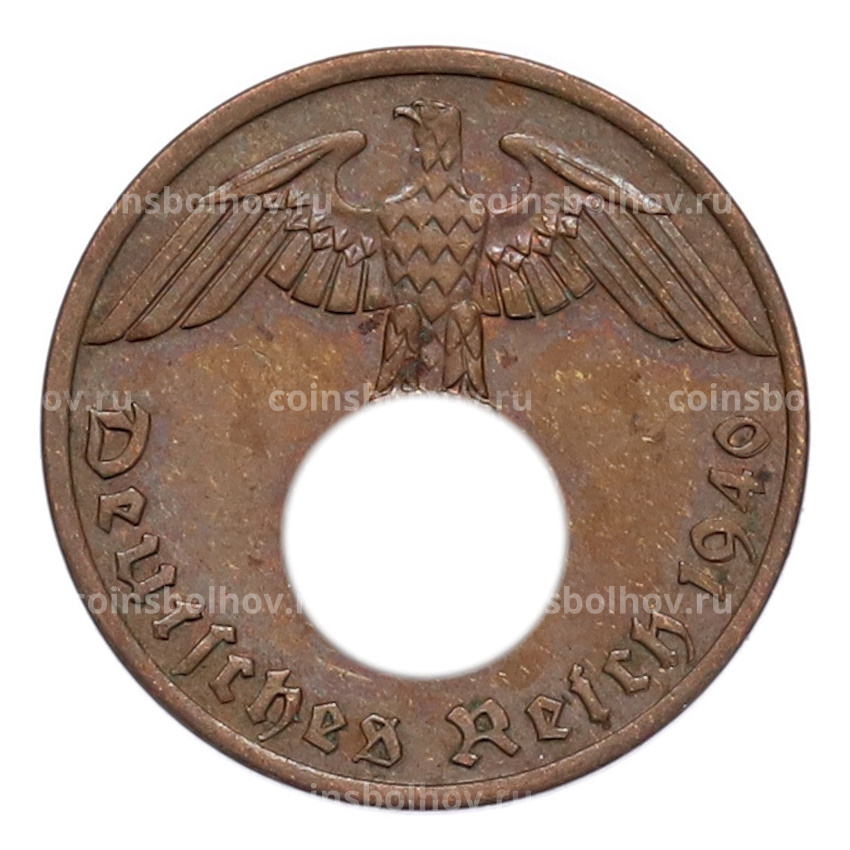 Монета 1 рейхспфенниг 1940 года A Германия