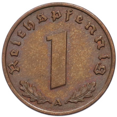 Монета 1 рейхспфенниг 1940 года A Германия (реверс)