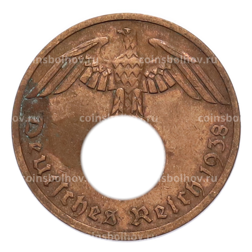 Монета 1 рейхспфенниг 1938 года A Германия