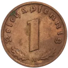 Монета 1 рейхспфенниг 1938 года A Германия (реверс)