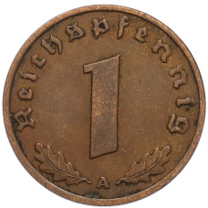 Монета 1 рейхспфенниг 1937 года A Германия (реверс)
