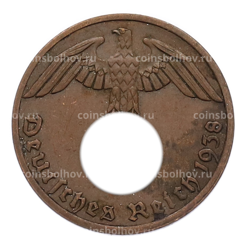 Монета 1 рейхспфенниг 1938 года A Германия