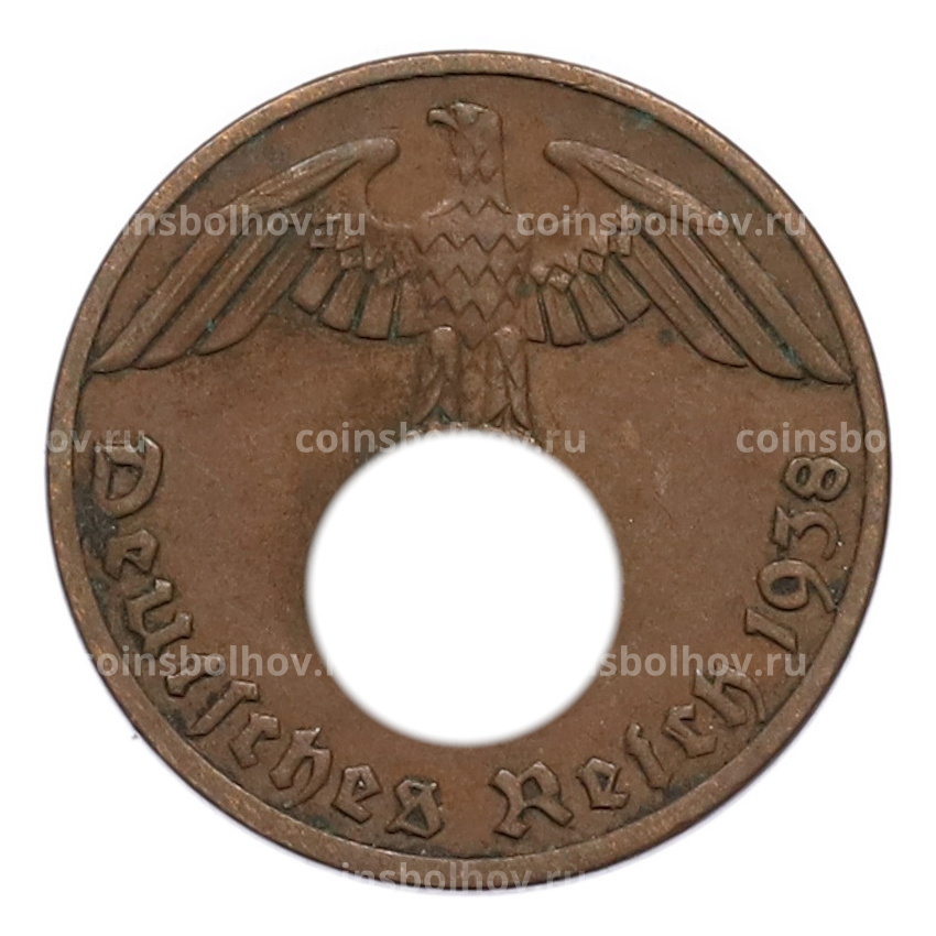 Монета 1 рейхспфенниг 1938 года A Германия