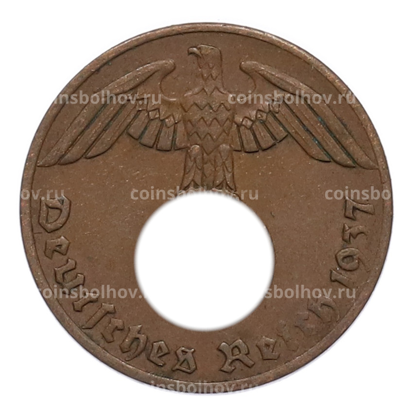 Монета 1 рейхспфенниг 1937 года A Германия