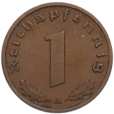 Монета 1 рейхспфенниг 1937 года A Германия (реверс)