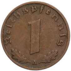 Монета 1 рейхспфенниг 1937 года A Германия (реверс)