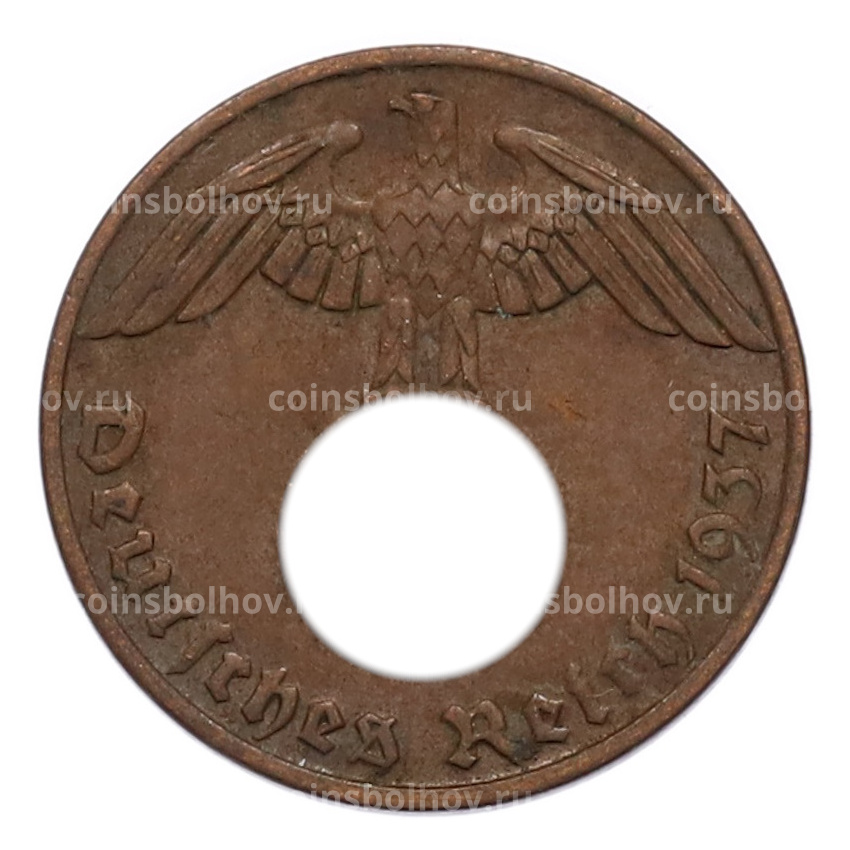 Монета 1 рейхспфенниг 1937 года A Германия