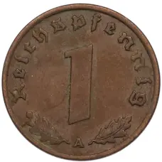 Монета 1 рейхспфенниг 1937 года A Германия (реверс)