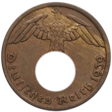 Монета 1 рейхспфенниг 1939 года A Германия (аверс)